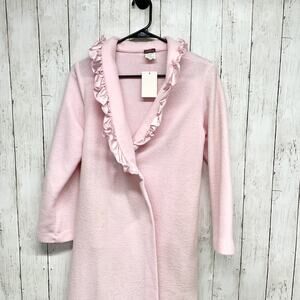 Vintage Bees & Jam Women 14 Light Pink Ruffle Collar Robe Belted Housecoat Poly